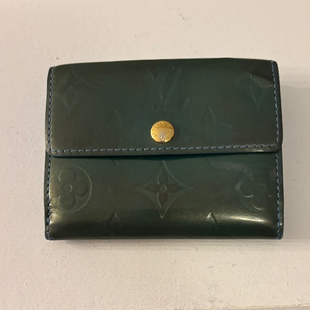 Louis Vuitton Forest Green Monogram Compact Wallet with Gold Snap